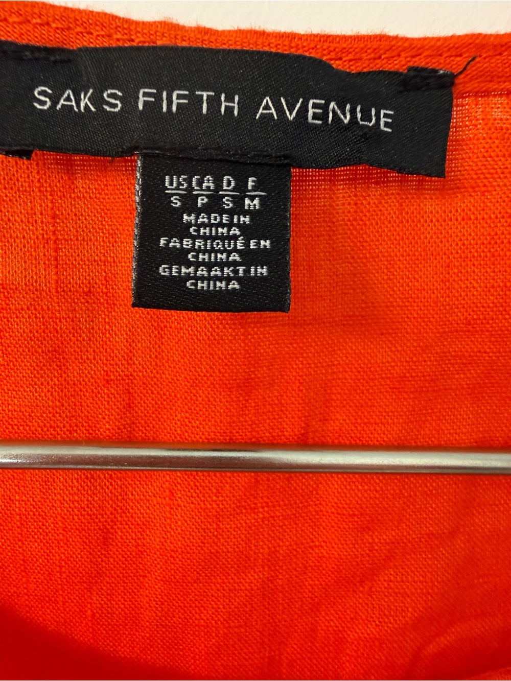 Saks Fifth Avenue 100% Linen Tank Tiered Hem Detail Sunset Orange Size Small - Picture 3 of 8
